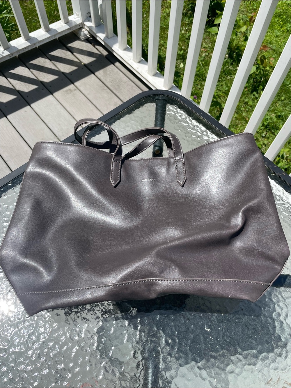 Large Dark Gray Vegan Leather Tote